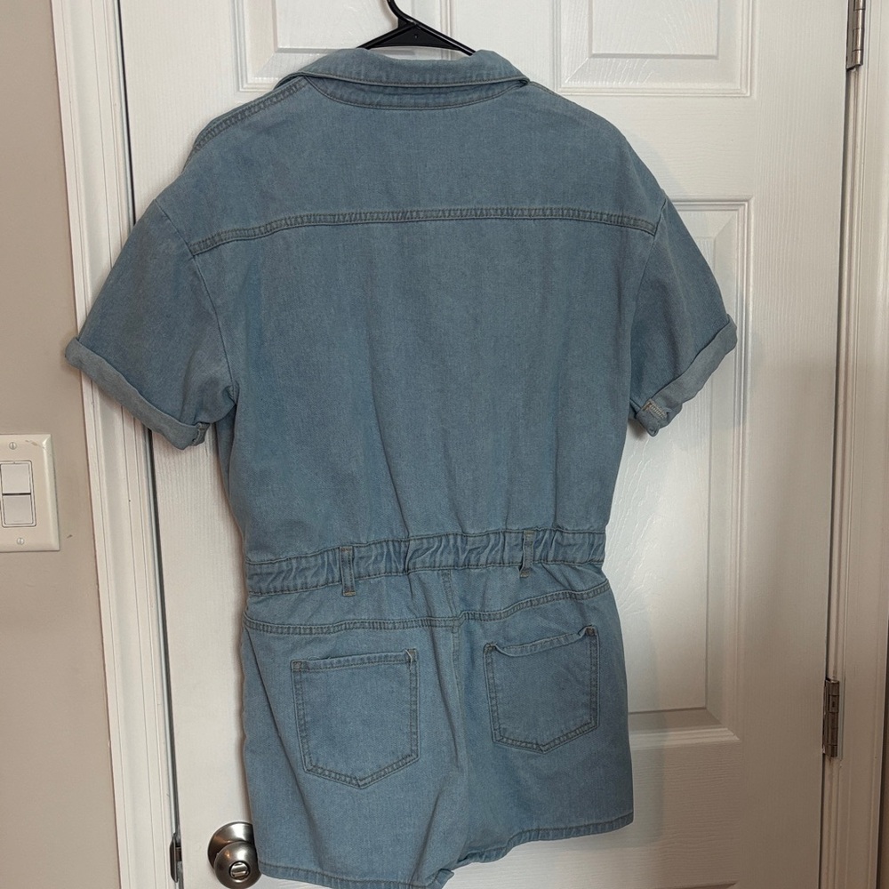 SHEIN Denim Short Sleeve Romper - Picture 2 of 2